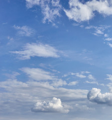 blue sky background with white clouds. Cloudscape texture