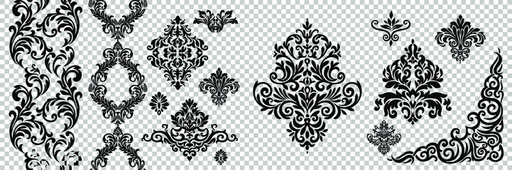 Oriental vector damask patterns for greeting cards and wedding invitations. - obrazy, fototapety, plakaty