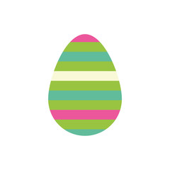 easter egg painted with stripes flat style