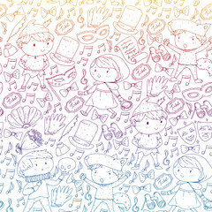 Perfomance, theatre with little children. Kindergarten kids in fairy tale scenes. Young actors perfoming Red Riding Hood and Shakespeare Hamlet. Robin hood costume.