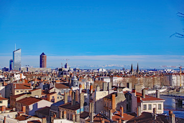 Vue de Lyon et des Alpes