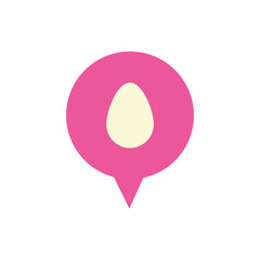 speech bubble with easter egg painted flat style