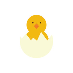 cute little chick in eggshell spring flat style