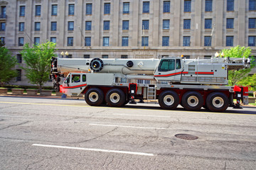 Crane truck on the streets in Washington DC