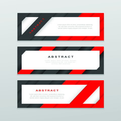 Horizontal abstract banners. Vector web banners, modern dynamic designs. Made of red-black color.   
