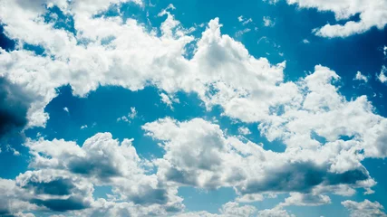 Foto op Plexiglas Blue sky background. Freedom hope dreams. White clouds. Sunny day. © golubovy