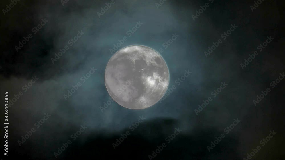 Canvas Prints moon thru telescope with clouds a little surreal