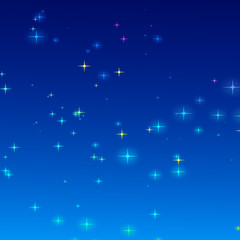Naklejka na ściany i meble Christmas colorful starry on blue gradient background.