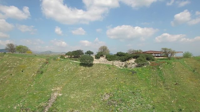 Aerial of Water system ruins at Tel Hazor National Park. Israel. DJI-0002-08
