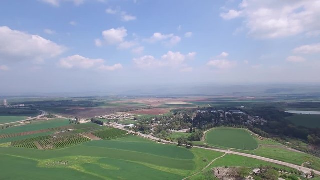 Aerial of fields and hills near Tel Hazor National Park. Israel. DJI-0002-09