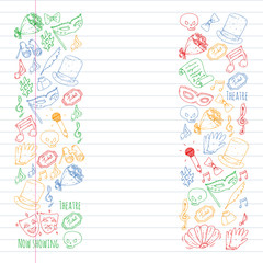 Theatre vector illustration. Entertaiment, cinema, stage, event. Background for banners, posters.