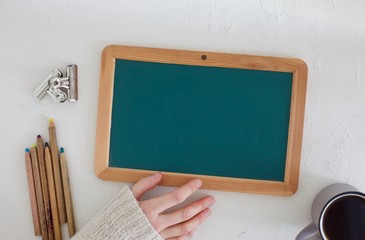 Chalkboard for teacher, tutor or restaurant menu. Perfect sign to write on and then wash off
