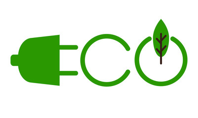 go green eco logo design with power button