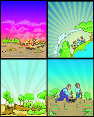 set of earth day vector cartoon illustration 