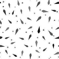 Black Ice cream in waffle cone icon isolated seamless pattern on white background. Vector Illustration