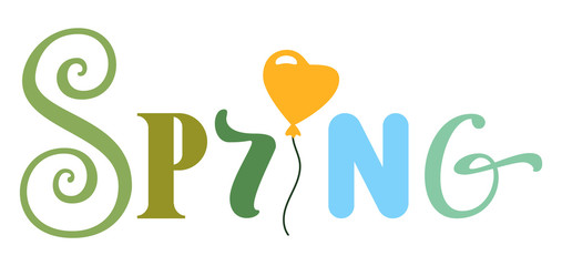 Spring lettering text for greeting card isolated on white