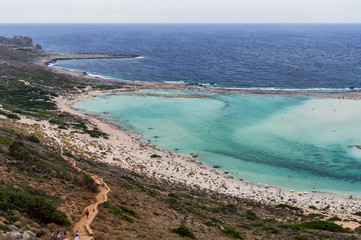Fototapeta na wymiar Balos bay view on cloudy day, Crete island, Greece