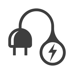 Icon of an electric plug connected to electricity. Isolated vector on a white background