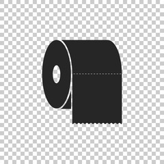 Black Toilet paper roll icon isolated on transparent background. Flat design. Vector Illustration