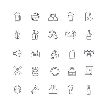  Line icons set. Beer pack. Vector illustration