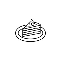 cake, desert, celebration line icon on white background