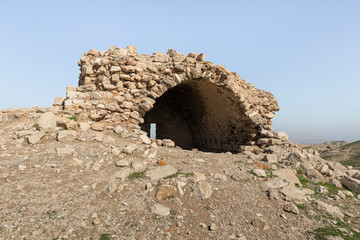 The  uninhabited abandoned ruins of the Templar Fortress Malduam in Samaria in Israel