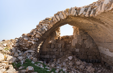 The  uninhabited abandoned ruins of the Templar Fortress Malduam in Samaria in Israel