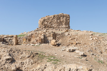 The  uninhabited abandoned ruins of the Templar Fortress Malduam in Samaria in Israel