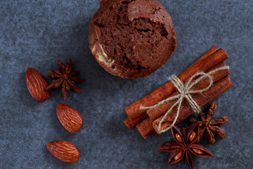 chocolate muffin and spices