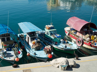 Moored fishing boats