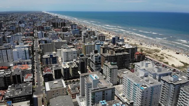 Aerial view of Cap&atilde;o da Canoa Beach in Rio Grande do Sul. Beach in southern Brazil.