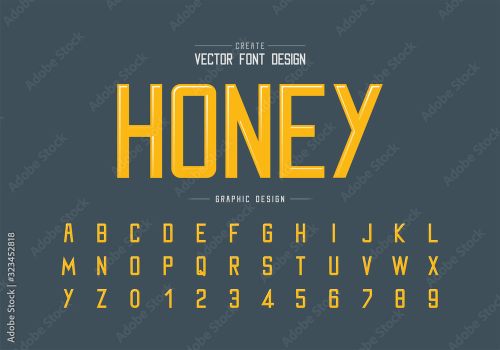 Poster highlights font and alphabet vector, typeface and letter number design, graphic text on background