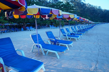 chairs and umbrellas on the beach