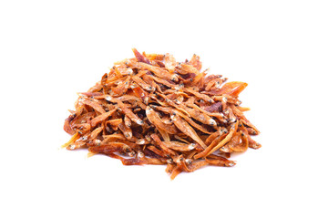 Fried fish on white background