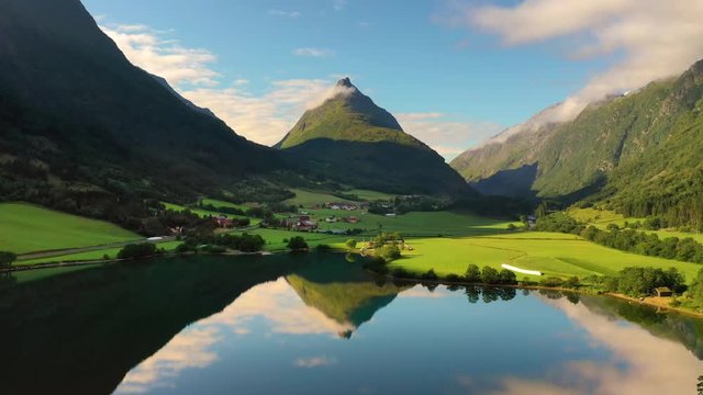 Aerial footage Beautiful Nature Norway