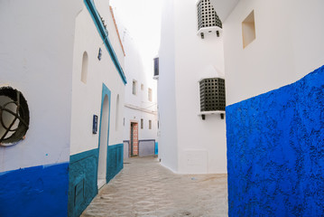 Street in the ancient medina of Asilah, northern Morocco