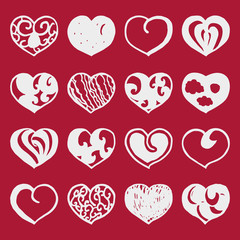 Set of hand drawn Hearts