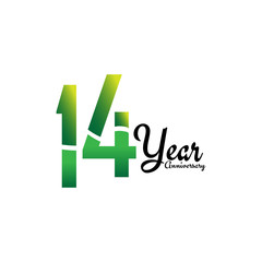 14 Years Anniversary Celebration Logo Vector Template Design Illustration
