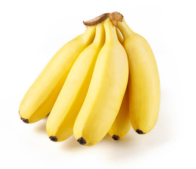 Fresh baby banana isolated on white background.