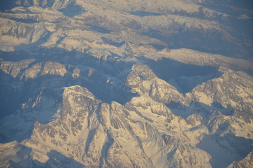 Mountain view from an airplane window