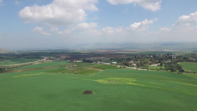 Aerial view on fields near Tel Hazor National Park. Israel. DJI-0003-04