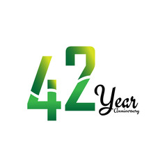 42 Years Anniversary Celebration Logo Vector Template Design Illustration