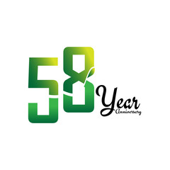 58 Years Anniversary Celebration Logo Vector Template Design Illustration
