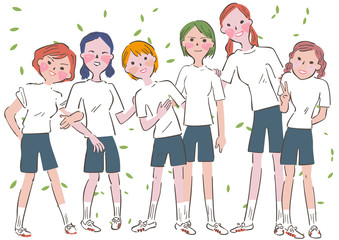 Obraz premium 集う女子学生 体操服
