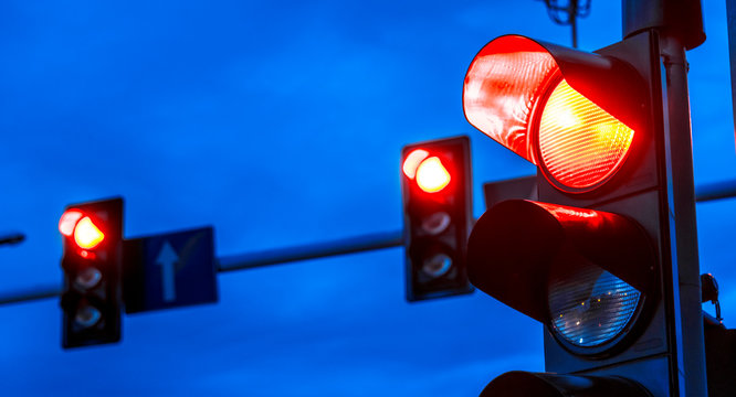 Traffic lights over urban intersection