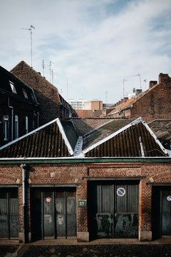 Vertical shot of industrial buildings in Roubaix, France