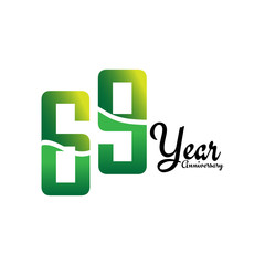 69 Years Anniversary Celebration Logo Vector Template Design Illustration