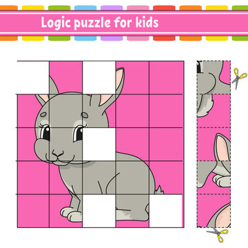Logic puzzle for kids. Rabbit bunny animal. Education developing worksheet. Learning game for children. Activity page. Simple flat isolated vector illustration in cute cartoon style.