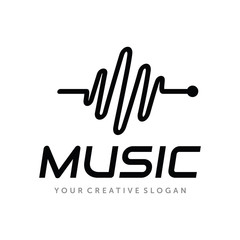 Music Logo, Audio Technology Logo, Note Music, Music Record Logo, Sound wave logo vector