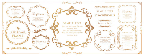 ウエディングデコレーション　デザイン素材セット　ビンテージ　フレーム　高級感　アンティーク